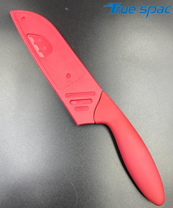 Best-selling Red-coated Stainless Steel Chef's Knife with Plastic Knife Sheath