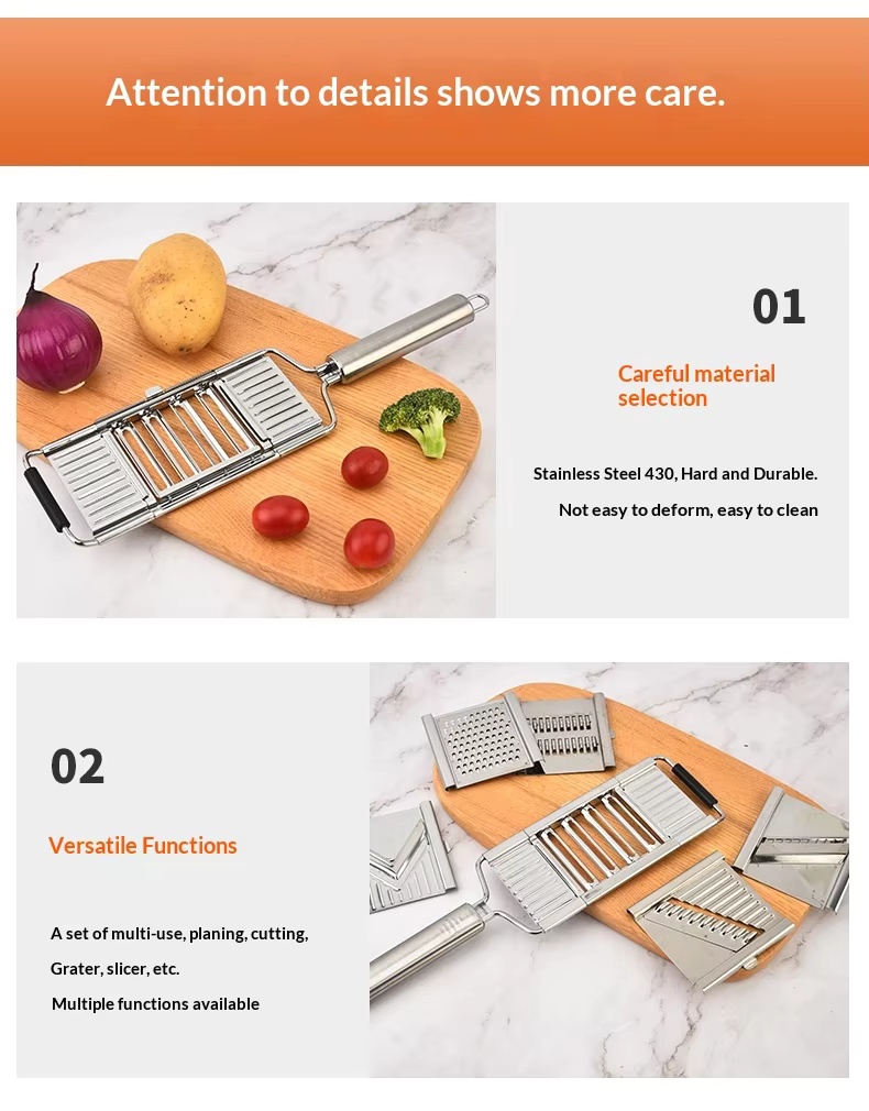 Stainless Steel Manual Multi-Function Potato Shredded Cutter Peeler Household Grater Kitchen Tools - Image 12