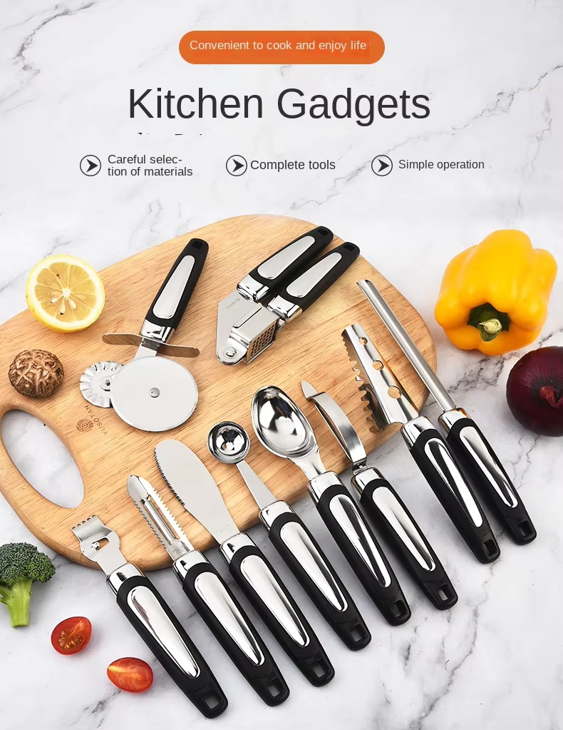 Stainless Steel Manual Kitchen Gadget Set Household Garlic Press Ice Cream Spoon Cutter Fish Scale Planer Tools Wholesale - Image 15