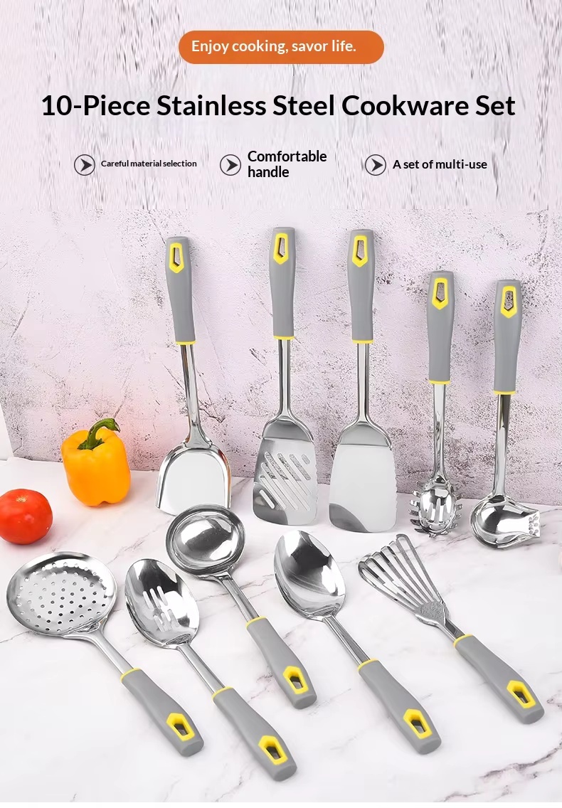 Factory Wholesale 10-piece Kitchen Utensils Set Spatula Powder Steak Large Spatula - Image 15