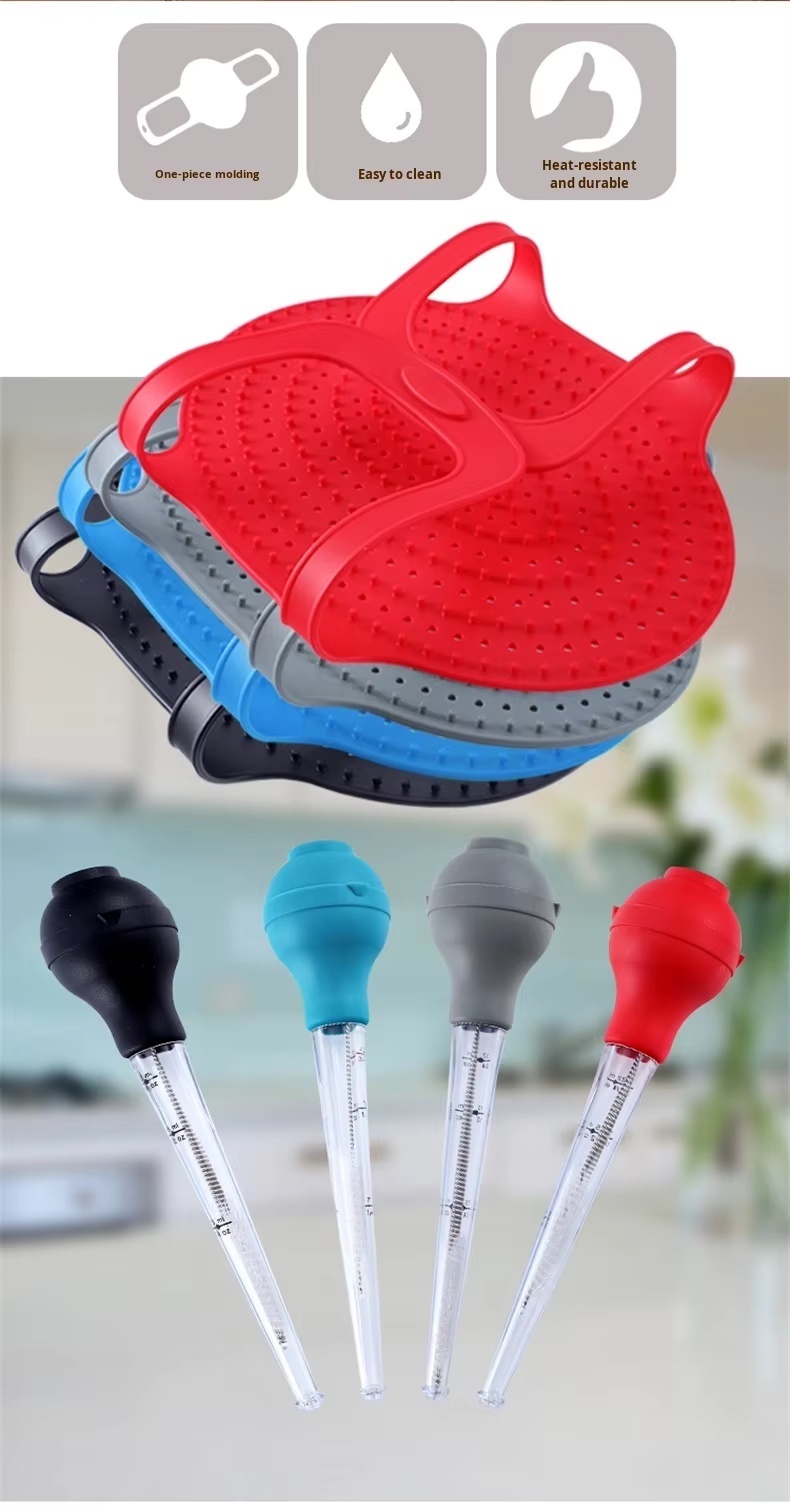 Barbecue Tool Turkey Silicone Basting Pump Plastic Handle Seasoning Tube Flavoring Needle Cleaning Brush Oil Drip Seasoning Pump - Image 16