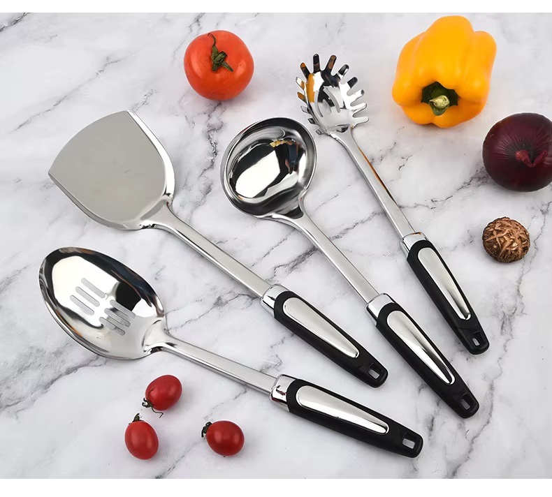 Factory Wholesale Stainless Steel Kitchenware 9 Piece Set Stir-fry Shovel Cooking Spatula Soup Spoon Colander-Modern Simplicity - Image 16