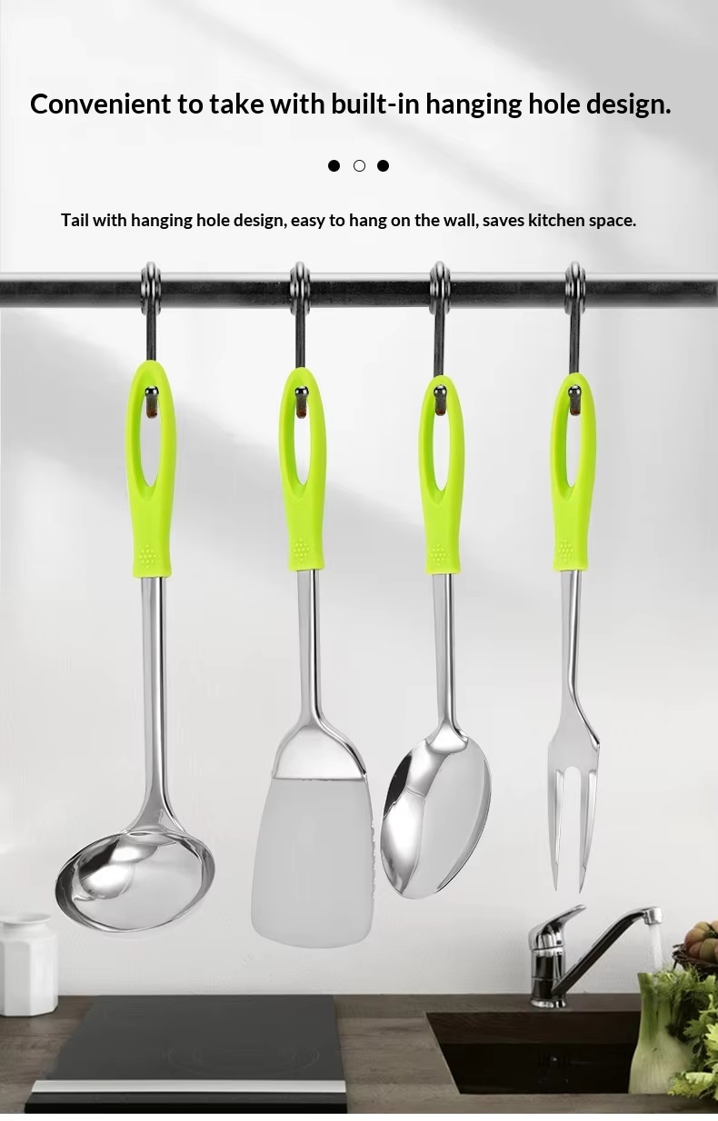 Factory Wholesale Stainless Steel Kitchen Utensils Nine-Piece Set Meat Fork Soup Spoon Spatula Anti-Slip High Temperature - Image 19