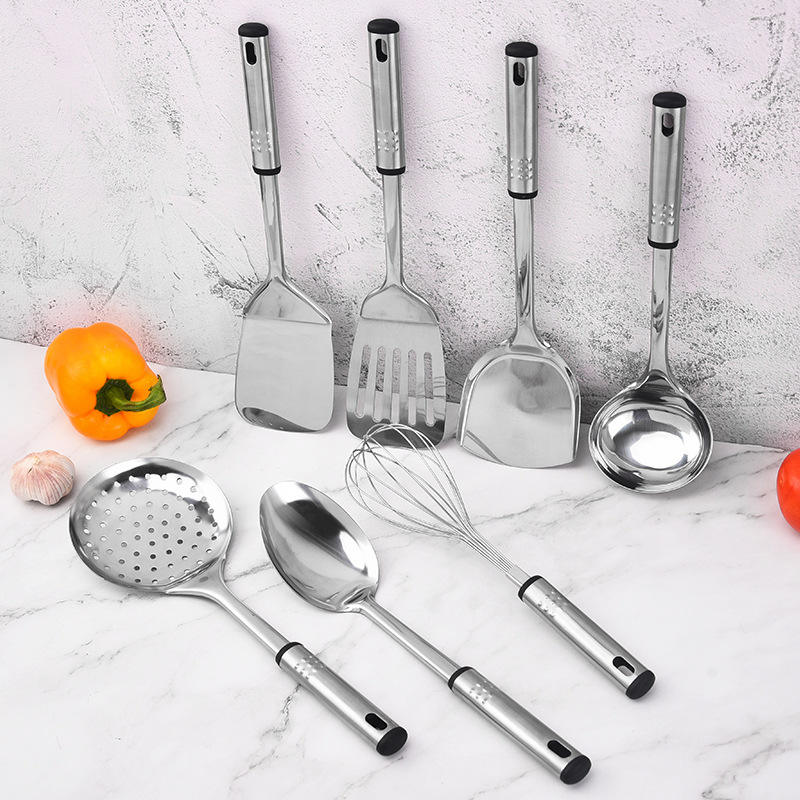 Stainless Steel 7-Piece Cookware Set Measuring Spoon Soup Egg Beater-Stainless Steel 430 Hand Grip - Image 2