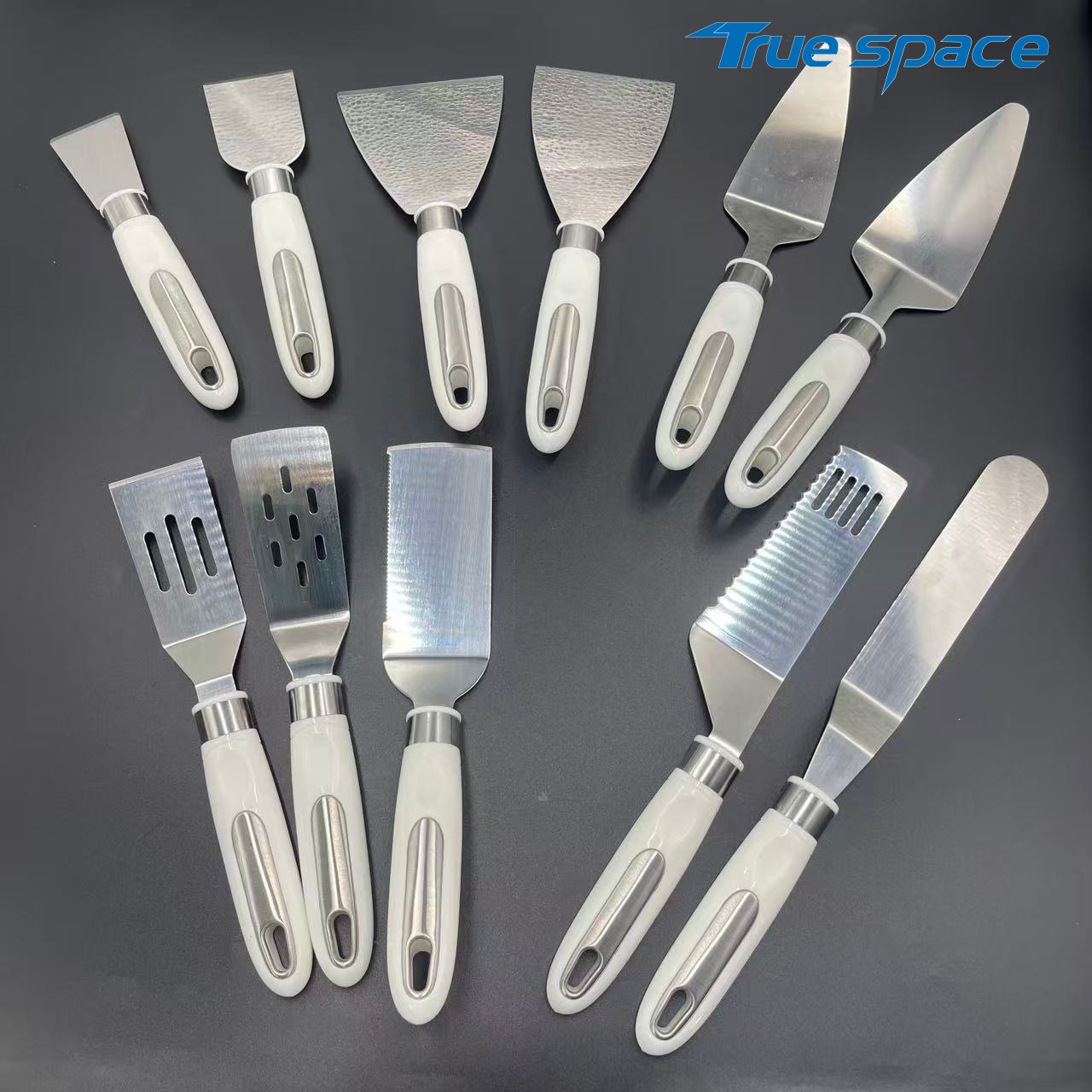 11-Piece Spatula Set – White Handle & Stainless Steel, Multi-Purpose for Cooking & Baking - Image 2