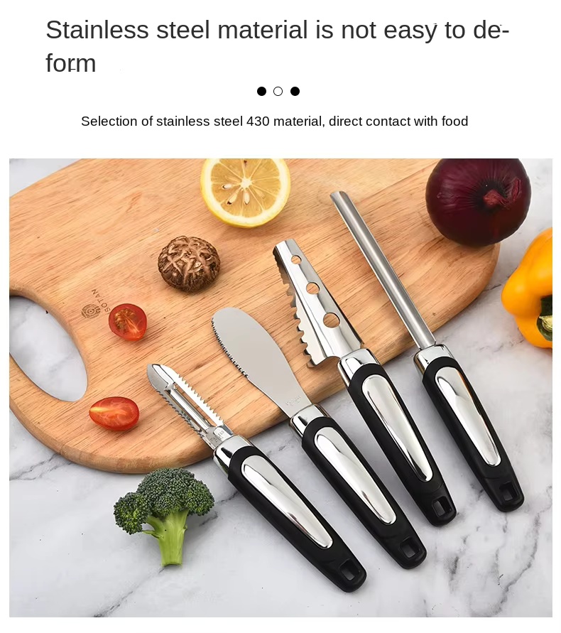 Stainless Steel Manual Kitchen Gadget Set Household Garlic Press Ice Cream Spoon Cutter Fish Scale Planer Tools Wholesale - Image 20