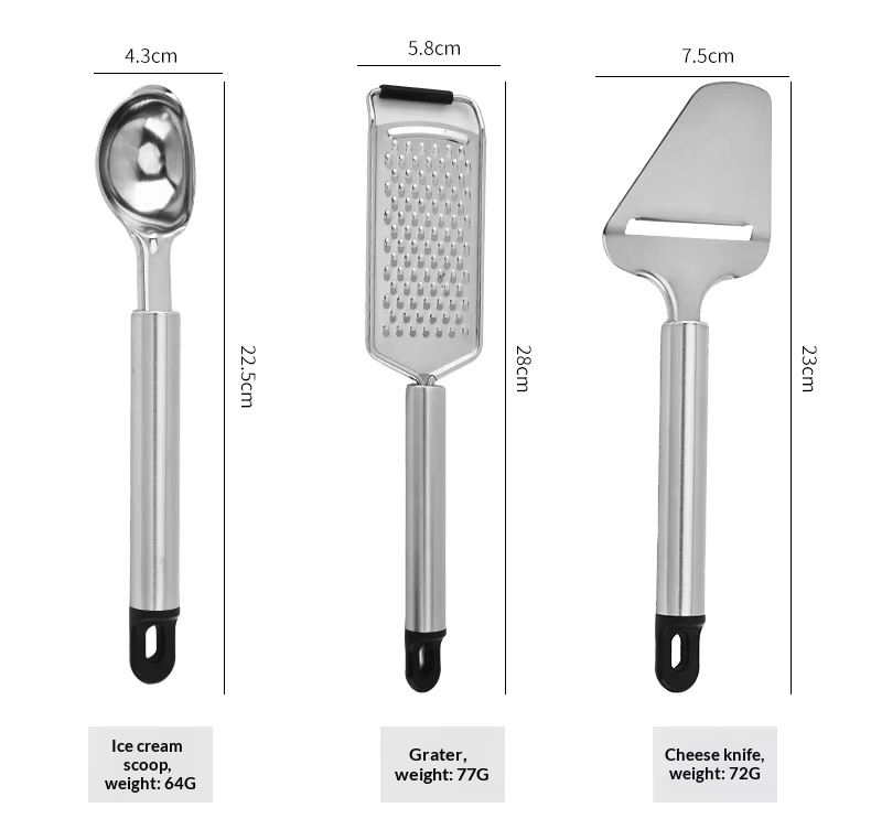 Preferred Stainless Steel 430 Baking Cake Shovel Kitchen Grater Cheese Pizza Knife Set - Image 21