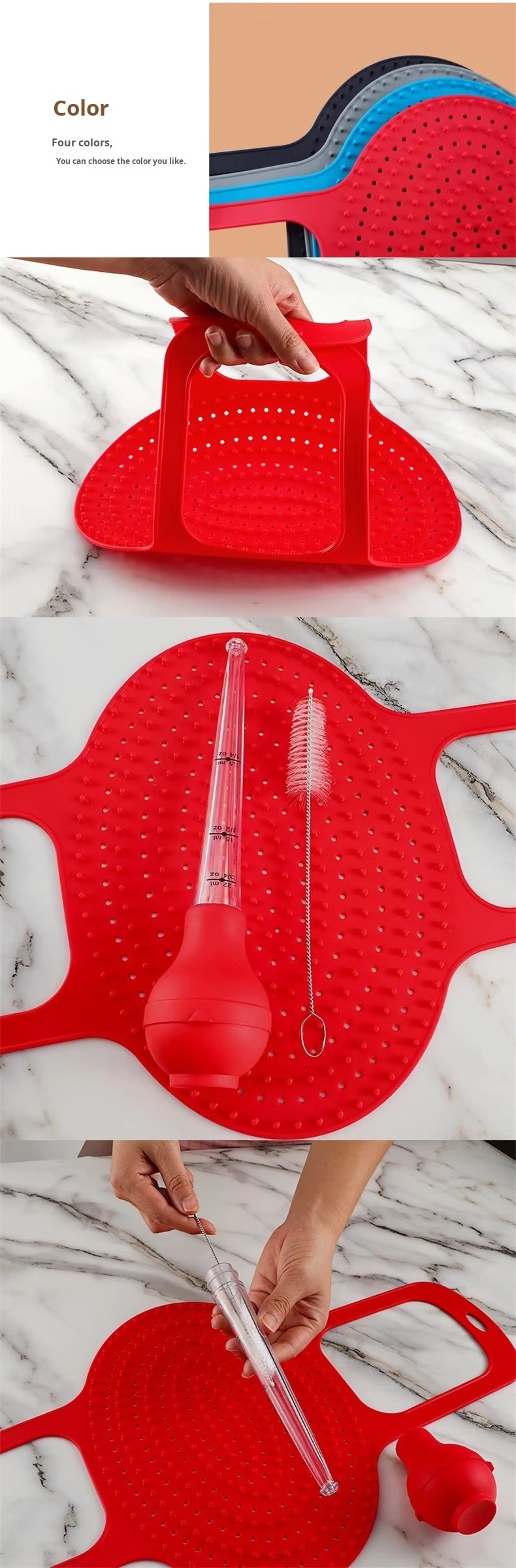 Barbecue Tool Turkey Silicone Basting Pump Plastic Handle Seasoning Tube Flavoring Needle Cleaning Brush Oil Drip Seasoning Pump - Image 21