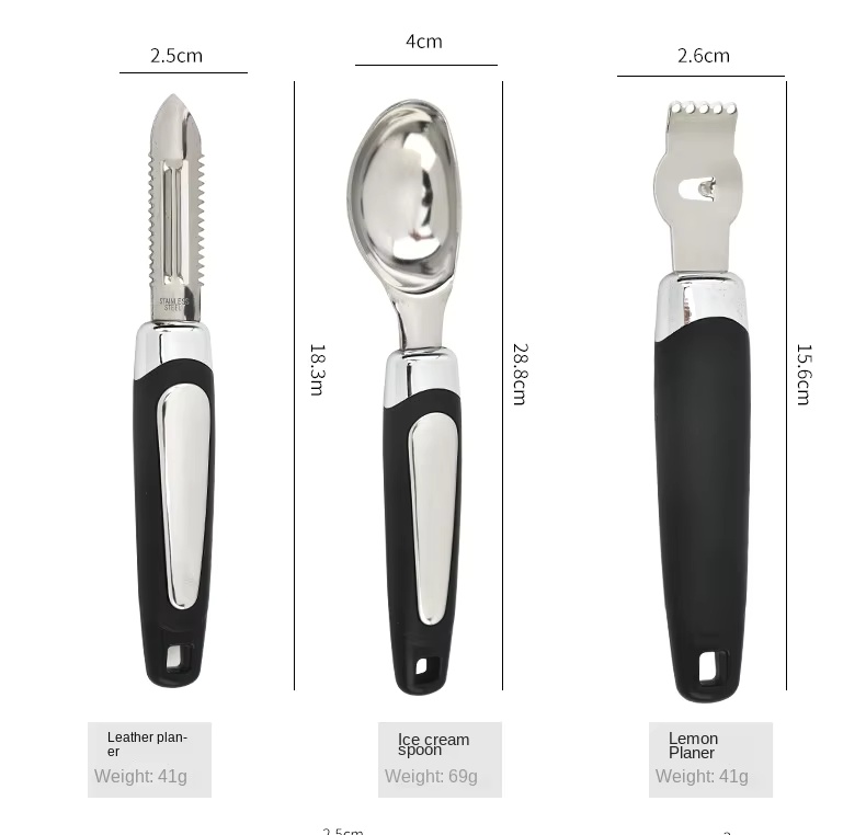 Stainless Steel Manual Kitchen Gadget Set Household Garlic Press Ice Cream Spoon Cutter Fish Scale Planer Tools Wholesale - Image 22