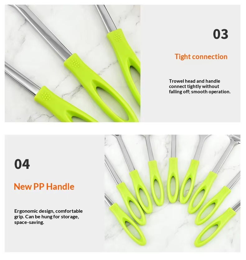 Factory Wholesale Stainless Steel Kitchen Utensils Nine-Piece Set Meat Fork Soup Spoon Spatula Anti-Slip High Temperature - Image 24