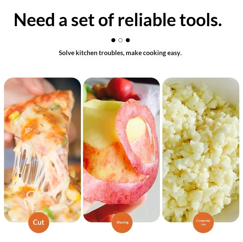 Kitchen Gadgets 15-Piece Manual Set Can Opener Ice Cream Grater Cutter Rolling Pin Garlic Press Large-Hole Handle - Image 24