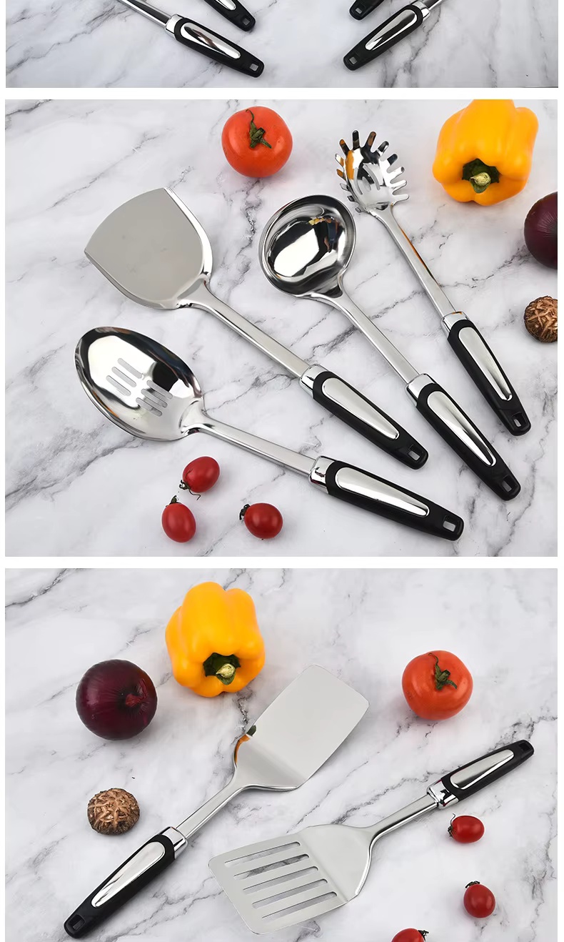 Factory Wholesale Stainless Steel Kitchenware 9 Piece Set Stir-fry Shovel Cooking Spatula Soup Spoon Colander-Modern Simplicity - Image 25
