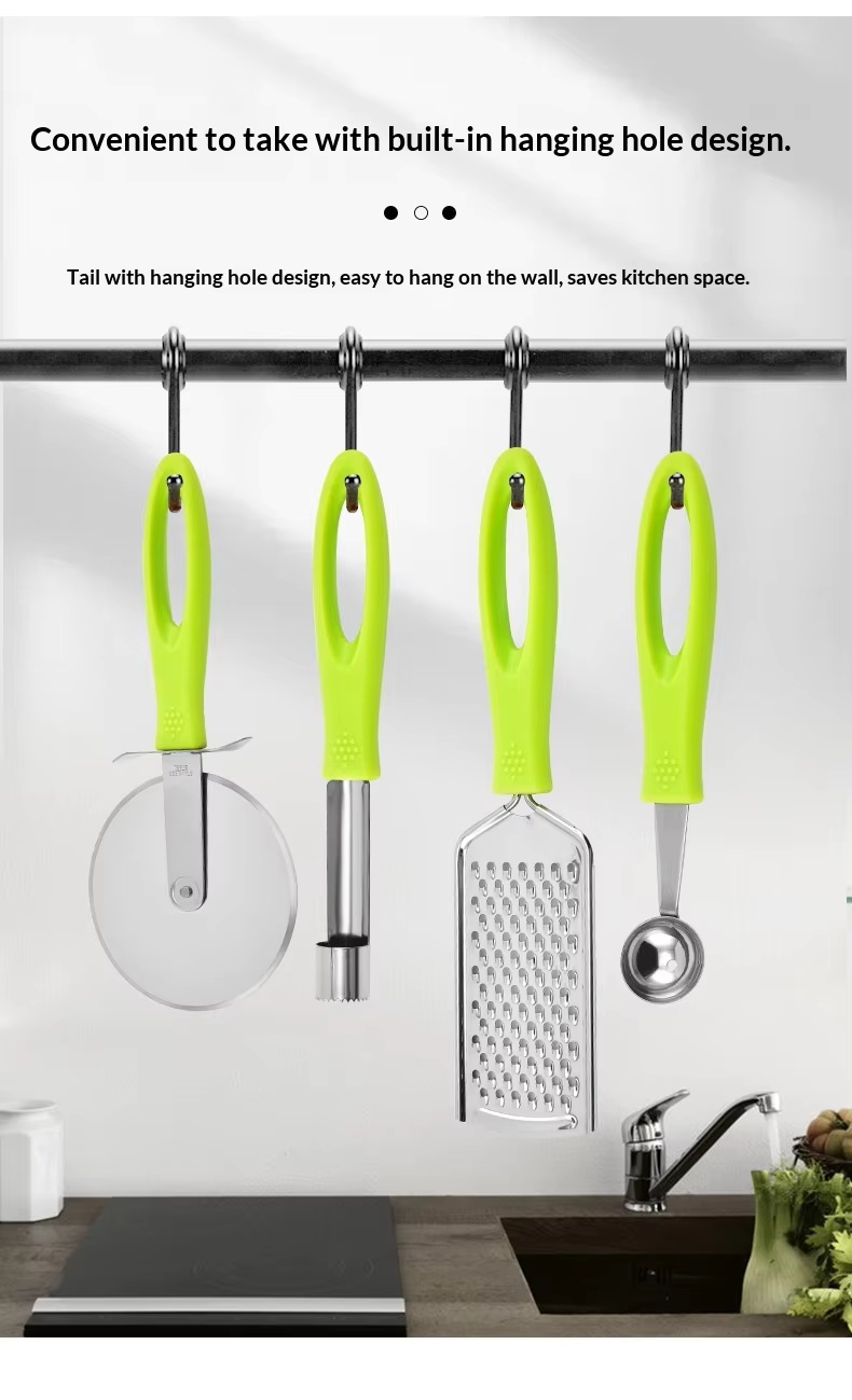 Kitchen Gadgets 15-Piece Manual Set Can Opener Ice Cream Grater Cutter Rolling Pin Garlic Press Large-Hole Handle - Image 25