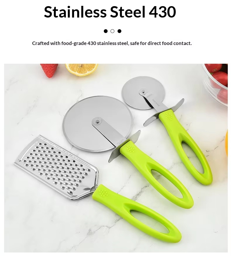 Kitchen Gadgets 15-Piece Manual Set Can Opener Ice Cream Grater Cutter Rolling Pin Garlic Press Large-Hole Handle - Image 27