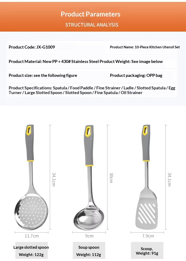 Factory Wholesale 10-piece Kitchen Utensils Set Spatula Powder Steak Large Spatula - Image 27