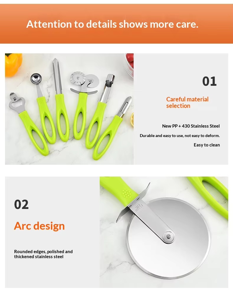 Kitchen Gadgets 15-Piece Manual Set Can Opener Ice Cream Grater Cutter Rolling Pin Garlic Press Large-Hole Handle - Image 28