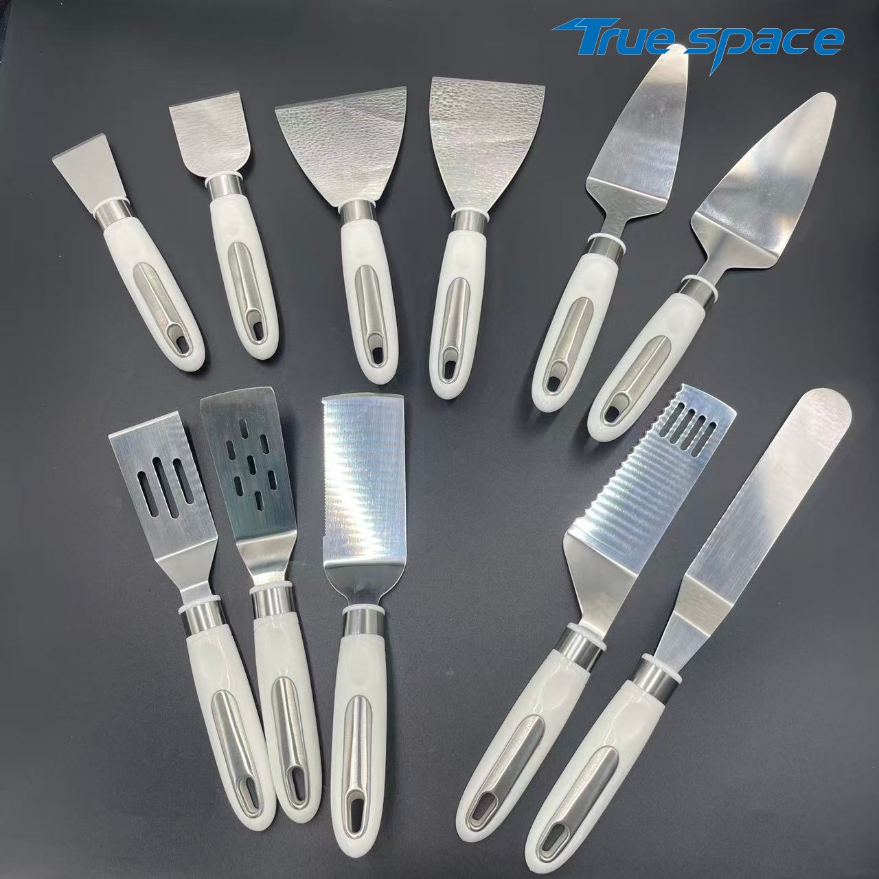 11-Piece Spatula Set – White Handle & Stainless Steel, Multi-Purpose for Cooking & Baking - Image 3