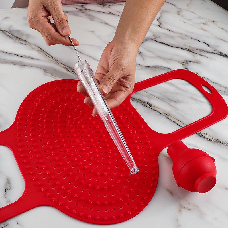 Barbecue Tool Turkey Silicone Basting Pump Plastic Handle Seasoning Tube Flavoring Needle Cleaning Brush Oil Drip Seasoning Pump - Image 3