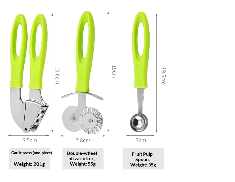 Kitchen Gadgets 15-Piece Manual Set Can Opener Ice Cream Grater Cutter Rolling Pin Garlic Press Large-Hole Handle - Image 34