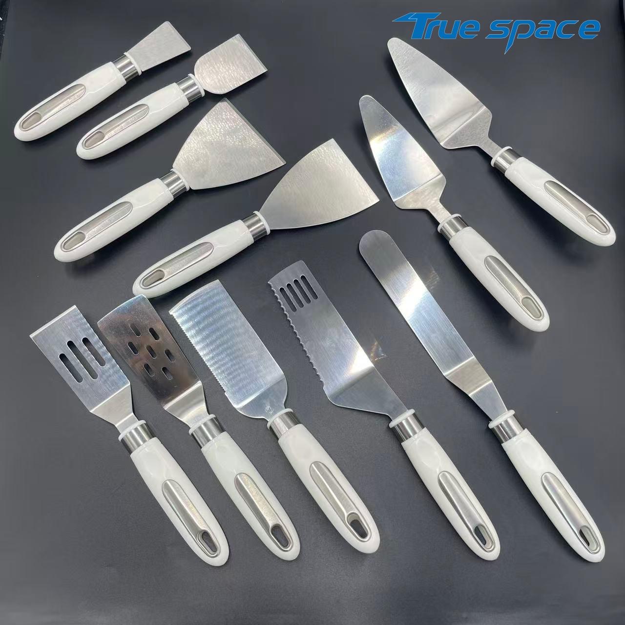 11-Piece Spatula Set – White Handle & Stainless Steel, Multi-Purpose for Cooking & Baking - Image 4