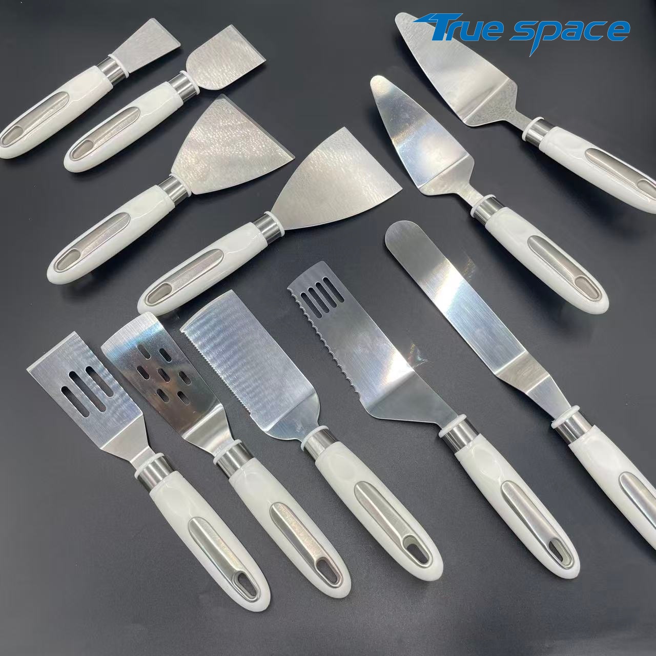 11-Piece Spatula Set – White Handle & Stainless Steel, Multi-Purpose for Cooking & Baking - Image 5