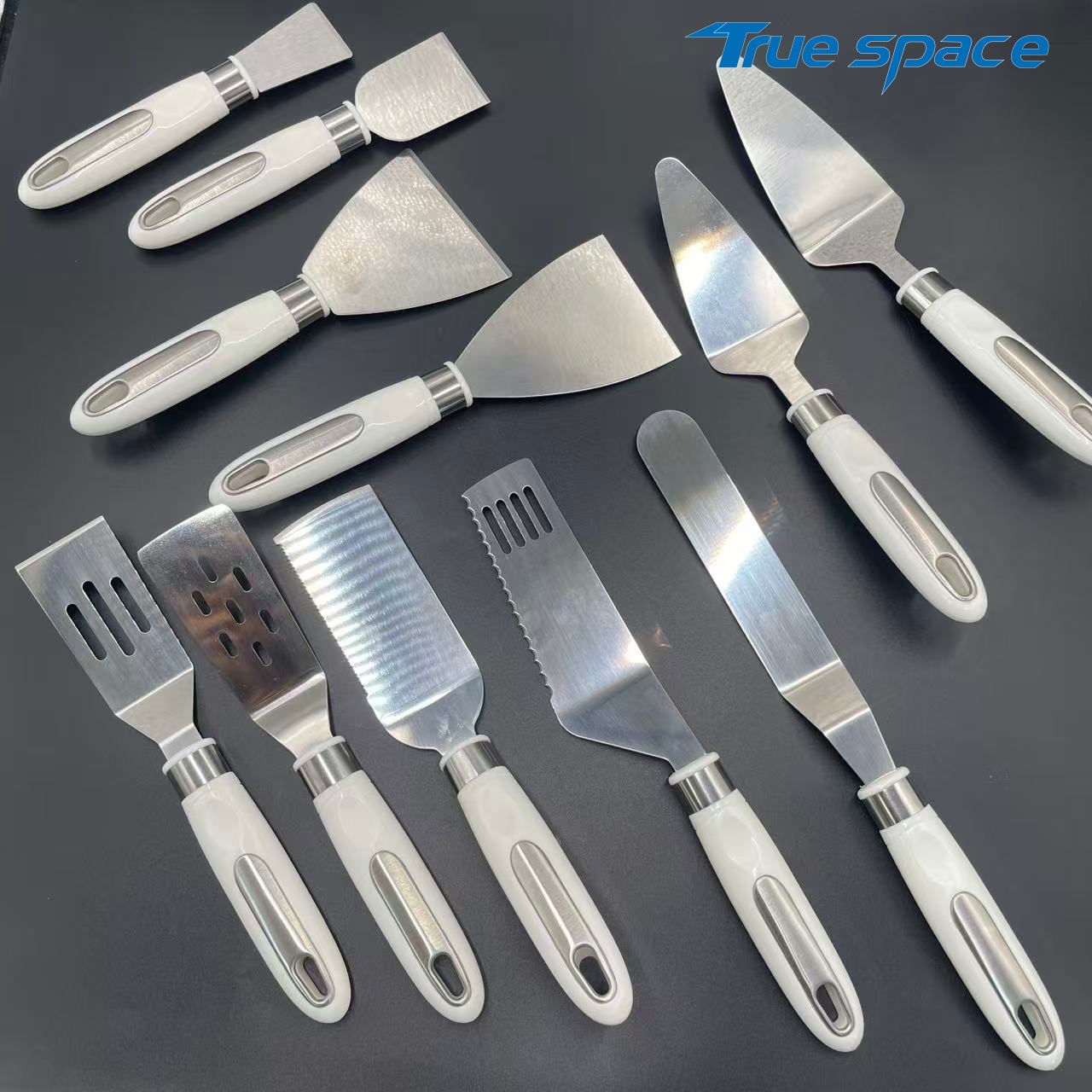 11-Piece Spatula Set – White Handle & Stainless Steel, Multi-Purpose for Cooking & Baking - Image 6