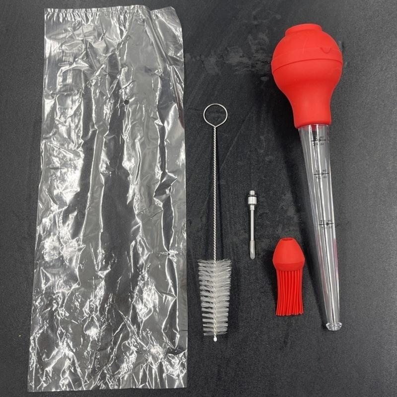 Barbecue Tool Turkey Silicone Basting Pump Plastic Handle Seasoning Tube Flavoring Needle Cleaning Brush Oil Drip Seasoning Pump - Image 6