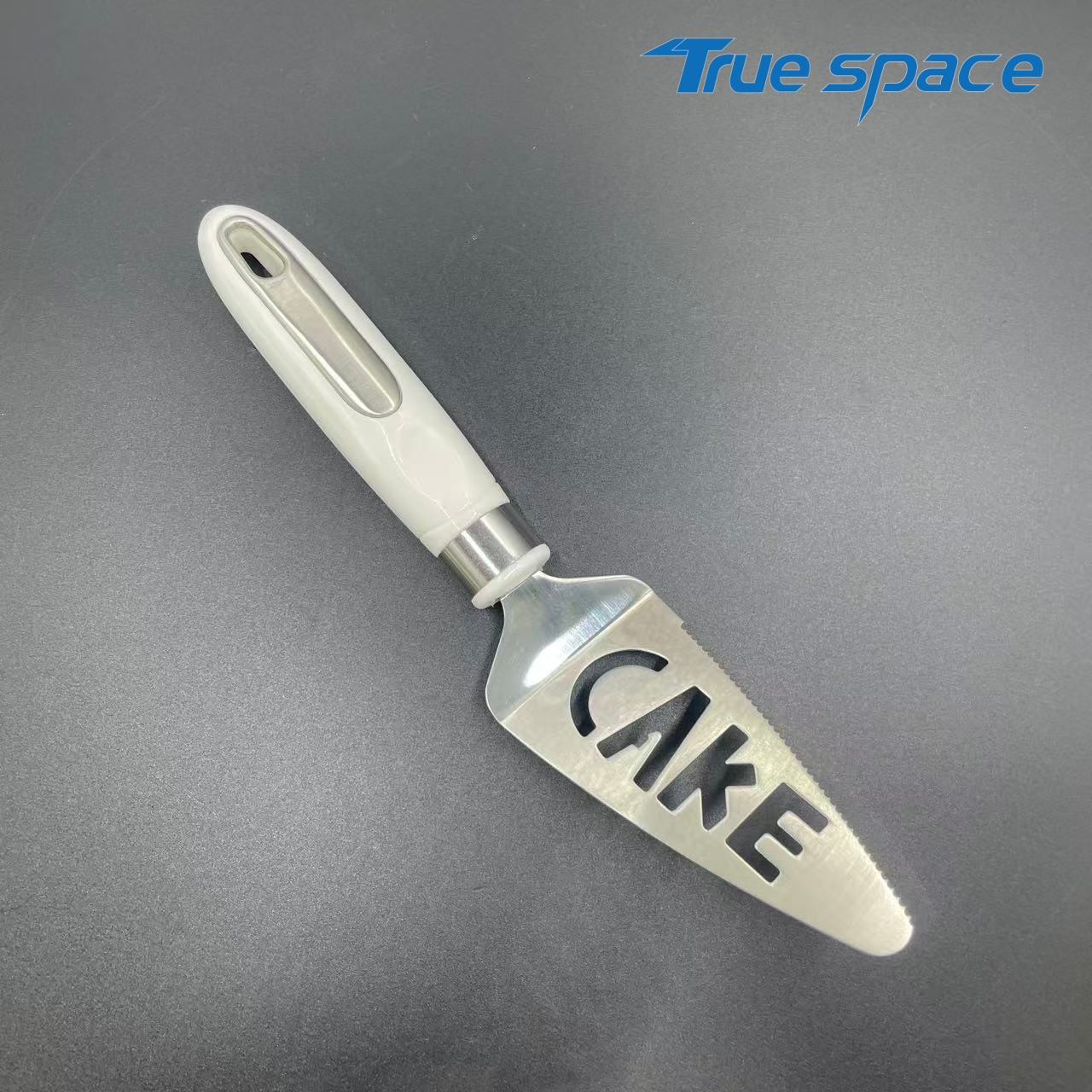 8-Piece Cake Server Spatula Set – White Handle, Engraved "CAKE" Design for Dessert Serving - Image 7